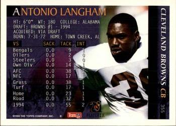 1995 Bowman #355 Antonio Langham Back
