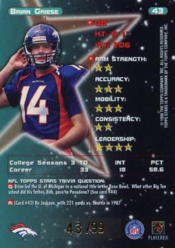 1998 Topps Stars - Gold Star Rainbow #43 Brian Griese Back