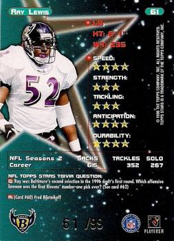 1998 Topps Stars - Gold Star Rainbow #61 Ray Lewis Back