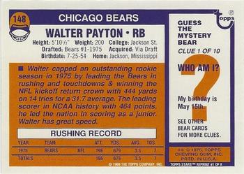 1998 Topps Stars - Rookie Reprints #1 Walter Payton Back