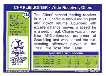 1998 Topps Stars - Rookie Reprints #3 Charlie Joiner Back