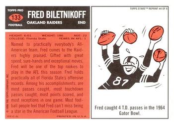 1998 Topps Stars - Rookie Reprints #4 Fred Biletnikoff Back