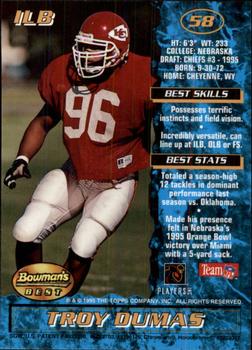 1995 Bowman's Best #58 Troy Dumas Back