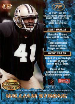 1995 Bowman's Best #72 William Strong Back