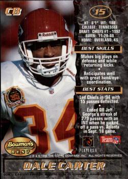 1995 Bowman's Best #15 Dale Carter Back