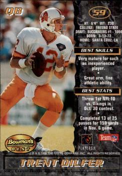 1995 Bowman's Best #59 Trent Dilfer Back
