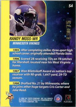 1998 Topps Stars - Supernovas Silver #S4 Randy Moss Back