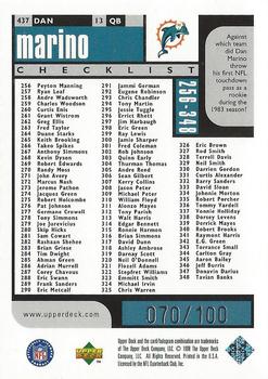 1998 UD Choice - Prime Choice Reserve #437 Dan Marino Back