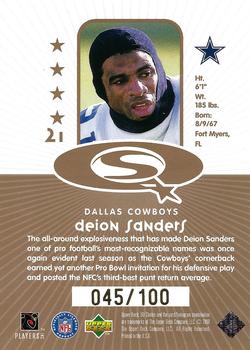 1998 UD Choice - StarQuest Gold #21 Deion Sanders Back