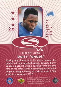 1998 UD Choice - StarQuest Red #20 Barry Sanders Back