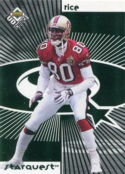 1998 UD Choice - StarQuest/RookQuest Green #SR07 Jerry Rice / Randy Moss Front