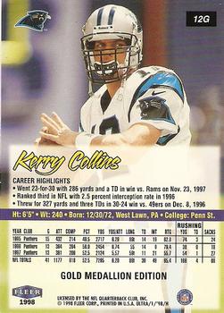 1998 Ultra - Gold Medallion #12G Kerry Collins Back