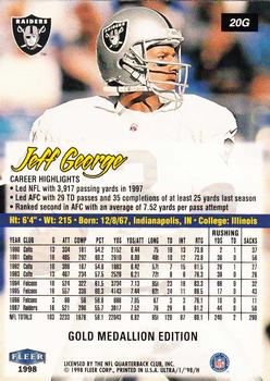 1998 Ultra - Gold Medallion #20G Jeff George Back