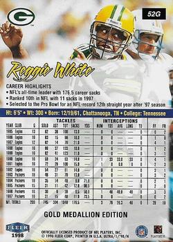 1998 Ultra - Gold Medallion #52G Reggie White Back