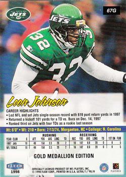 1998 Ultra - Gold Medallion #67G Leon Johnson Back