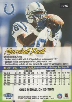 1998 Ultra - Gold Medallion #104G Marshall Faulk Back