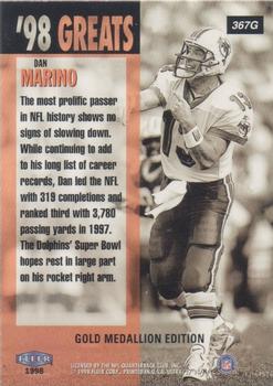 1998 Ultra - Gold Medallion #367G Dan Marino Back