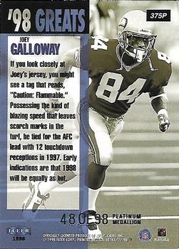 1998 Ultra - Platinum Medallion #375P Joey Galloway Back