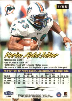 1998 Ultra - Sensational Sixty #1SS Karim Abdul-Jabbar Back