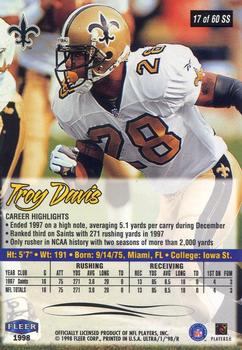 1998 Ultra - Sensational Sixty #17SS Troy Davis Back