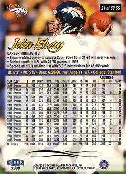 1998 Ultra - Sensational Sixty #21SS John Elway Back
