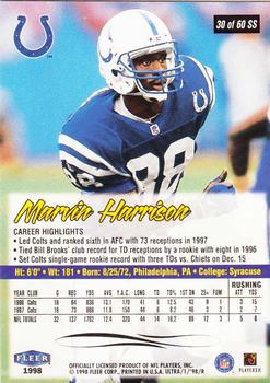 1998 Ultra - Sensational Sixty #30SS Marvin Harrison Back