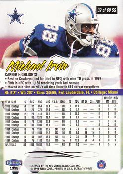 1998 Ultra - Sensational Sixty #32SS Michael Irvin Back