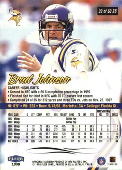 1998 Ultra - Sensational Sixty #33SS Brad Johnson Back