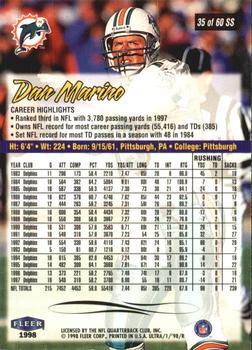 1998 Ultra - Sensational Sixty #35SS Dan Marino Back