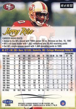 1998 Ultra - Sensational Sixty #46SS Jerry Rice Back