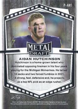 2022 Leaf Draft - Metal Portrait Prismatic Purple #P-AH1 Aidan Hutchinson Back