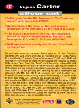 1995 Collector's Choice - You Crash the Game Silver #C17 Ki-Jana Carter Back