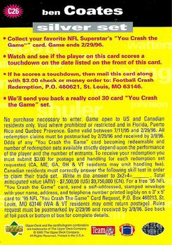 1995 Collector's Choice - You Crash the Game Silver #C26 Ben Coates Back