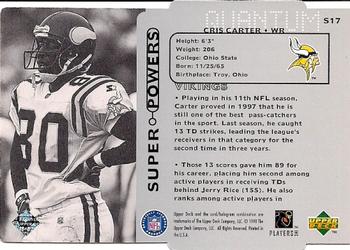 1998 Upper Deck - Super Powers Tier 1 (Quantum Silver) #S17 Cris Carter Back