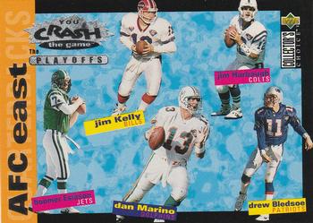 1995 Collector's Choice Update - You Crash the Game: The Playoffs Silver #CP1 Jim Kelly / Jim Harbaugh / Boomer Esiason / Dan Marino / Drew Bledsoe Front