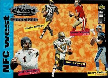 1995 Collector's Choice Update - You Crash the Game: The Playoffs Silver #CP6 Kerry Collins / Jim Everett / Jeff George / Chris Miller / Steve Young Front