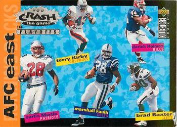 1995 Collector's Choice Update - You Crash the Game: The Playoffs Silver #CP7 Brad Baxter / Marshall Faulk / Terry Kirby / Curtis Martin / Darick Holmes Front