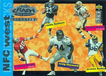 1995 Collector's Choice Update - You Crash the Game: The Playoffs Silver #CP12 Randy Baldwin / Mario Bates / Jerome Bettis / William Floyd / Craig Heyward Front