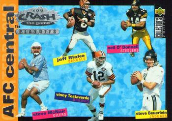 1995 Collector's Choice Update - You Crash the Game: The Playoffs Silver #CP2 Jeff Blake / Neil O'Donnell / Steve McNair / Vinny Testaverde / Steve Beuerlein Front