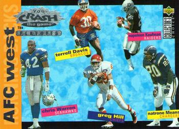 1995 Collector's Choice Update - You Crash the Game: The Playoffs Silver #CP9 Terrell Davis / Napoleon Kaufman / Chris Warren / Greg Hill / Natrone Means Front