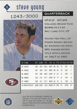 1998 Upper Deck Black Diamond Rookie Edition - Double #76 Steve Young Back