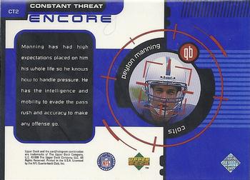 1998 Upper Deck Encore - Constant Threat #CT2 Peyton Manning Back