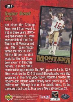 1995 Collector's Choice - Montana Chronicles #JM2 Joe Montana Back