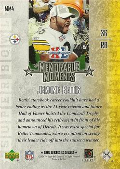 2006 Upper Deck Pittsburgh Steelers Super Bowl Champions - Memorable Moments #MM4 Jerome Bettis Back