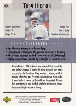 1995 Collector's Choice Update #U64 Troy Aikman Back