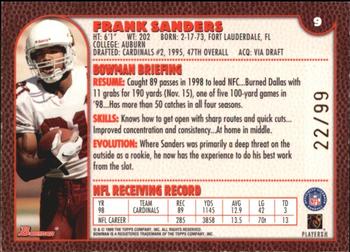 1999 Bowman - Gold #9 Frank Sanders Back