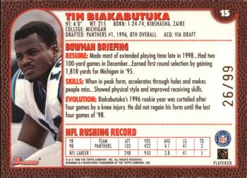 1999 Bowman - Gold #15 Tim Biakabutuka Back