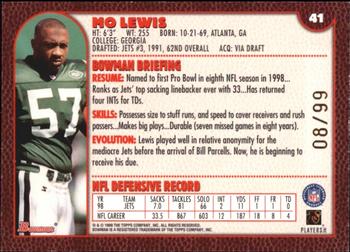 1999 Bowman - Gold #41 Mo Lewis Back