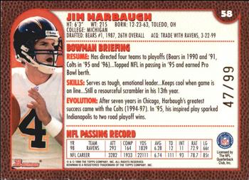 1999 Bowman - Gold #58 Jim Harbaugh Back