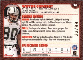 1999 Bowman - Gold #76 Wayne Chrebet Back
